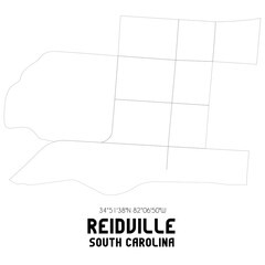 Reidville South Carolina. US street map with black and white lines.