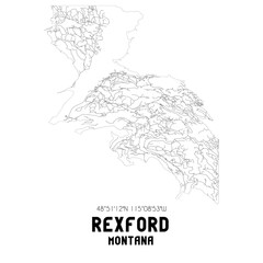 Rexford Montana. US street map with black and white lines.