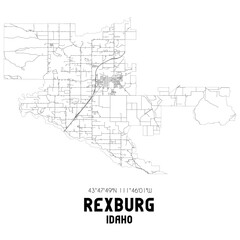 Rexburg Idaho. US street map with black and white lines.