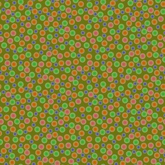 Abstract seamless pattern with colorful voluminous different balls on olive.Illustration of overlapping polka pattern for background ornament.For invitation,flyer,banner,baby textile,fabric,wrapping