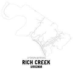 Rich Creek Virginia. US street map with black and white lines.