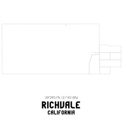 Richvale California. US street map with black and white lines.