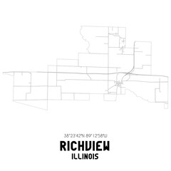 Fototapeta premium Richview Illinois. US street map with black and white lines.
