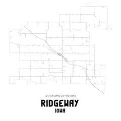 Obraz premium Ridgeway Iowa. US street map with black and white lines.