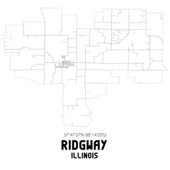 Ridgway Illinois. US street map with black and white lines.