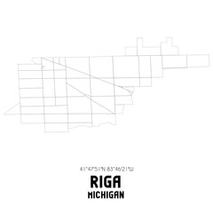 Riga Michigan. US street map with black and white lines.
