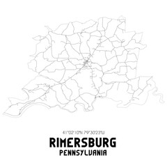 Rimersburg Pennsylvania. US street map with black and white lines.