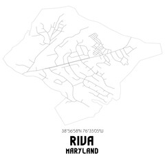 Riva Maryland. US street map with black and white lines.