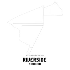 Riverside Michigan. US street map with black and white lines.