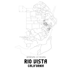 Rio Vista California. US street map with black and white lines.