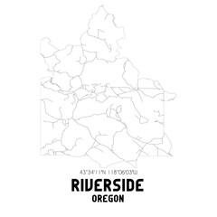 Riverside Oregon. US street map with black and white lines.