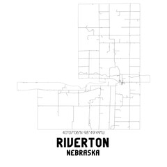 Riverton Nebraska. US street map with black and white lines.