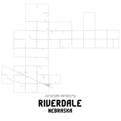 Riverdale Nebraska. US street map with black and white lines.
