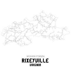 Rixeyville Virginia. US street map with black and white lines.