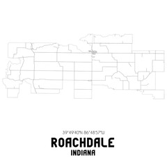 Roachdale Indiana. US street map with black and white lines.