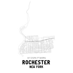 Rochester New York. US street map with black and white lines.