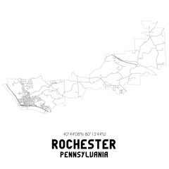 Fototapeta premium Rochester Pennsylvania. US street map with black and white lines.