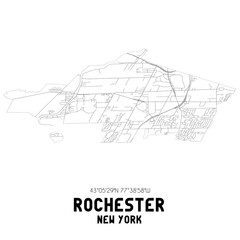 Rochester New York. US street map with black and white lines.