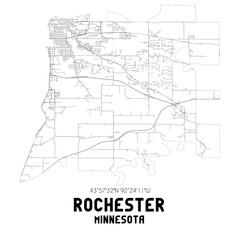 Rochester Minnesota. US street map with black and white lines.