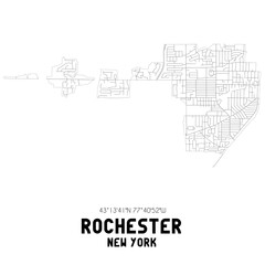 Rochester New York. US street map with black and white lines.