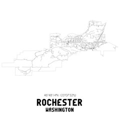 Rochester Washington. US street map with black and white lines.