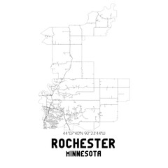 Rochester Minnesota. US street map with black and white lines.