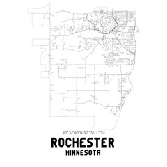 Rochester Minnesota. US street map with black and white lines.