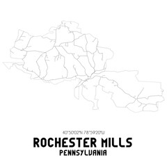 Rochester Mills Pennsylvania. US street map with black and white lines.