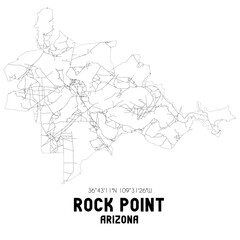 Rock Point Arizona. US street map with black and white lines.