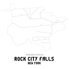 Rock City Falls New York. US street map with black and white lines.