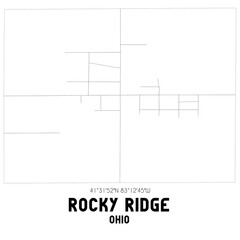 Rocky Ridge Ohio. US street map with black and white lines.