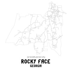 Obraz premium Rocky Face Georgia. US street map with black and white lines.