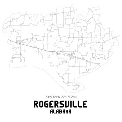 Fototapeta na wymiar Rogersville Alabama. US street map with black and white lines.