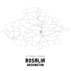 Rosalia Washington. US street map with black and white lines.