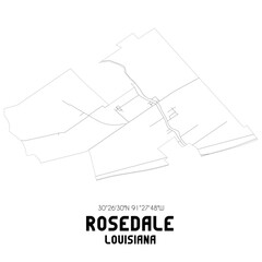 Rosedale Louisiana. US street map with black and white lines.