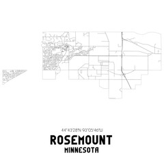 Rosemount Minnesota. US street map with black and white lines.