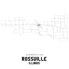 Obraz premium Rossville Illinois. US street map with black and white lines.