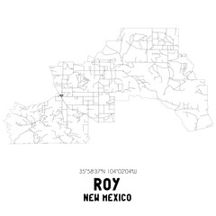Roy New Mexico. US street map with black and white lines.