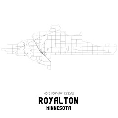 Royalton Minnesota. US street map with black and white lines.