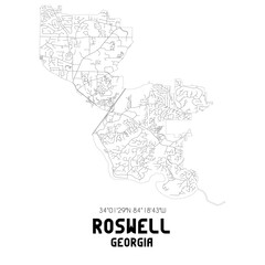 Roswell Georgia. US street map with black and white lines.