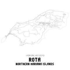 Rota Northern Mariana Islands. US street map with black and white lines.
