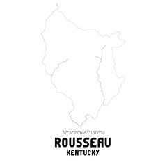 Rousseau Kentucky. US street map with black and white lines.