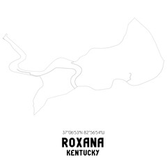 Roxana Kentucky. US street map with black and white lines.