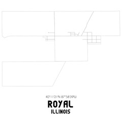 Obraz premium Royal Illinois. US street map with black and white lines.
