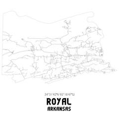 Royal Arkansas. US street map with black and white lines.