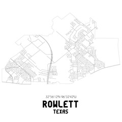 Fototapeta na wymiar Rowlett Texas. US street map with black and white lines.