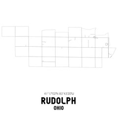 Rudolph Ohio. US street map with black and white lines.