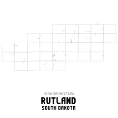 Rutland South Dakota. US street map with black and white lines.