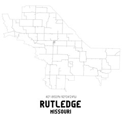 Rutledge Missouri. US street map with black and white lines.