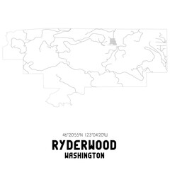 Ryderwood Washington. US street map with black and white lines.